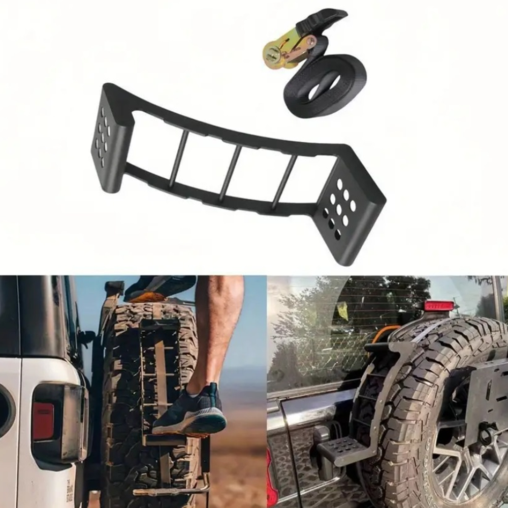 1pc Heavy-Duty Steel Truck Tire Step - Non-Slip Rear Wheel Ladder for Wrangler,SUV, Pickup, Car Roof Access, Fits 24" to 35" Wheels, No Drilling Required