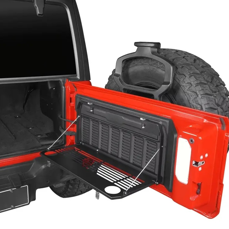 2018-2025 for Wrangler JL Tailgate Shelf Table - Spacious Metal Storage Rack with Adjustable Height, Ideal for Outdoor Adventures, Load-Bearing Capacity, Outdoor Storage|Adjustable Height Shelf|Durable Metal Construction, Tailgate Accessories