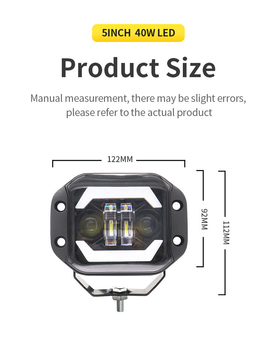 4-inch 40W Wrangler off-road vehicle LED work light, angel eye spotlight, modified embedded front bumper grille fog light