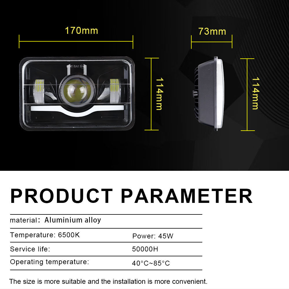 Suitable for Wrangler headlights, wave 5-inch square 4x6 headlights, integrated far and near car LED headlights, off-road vehicle modified headlights