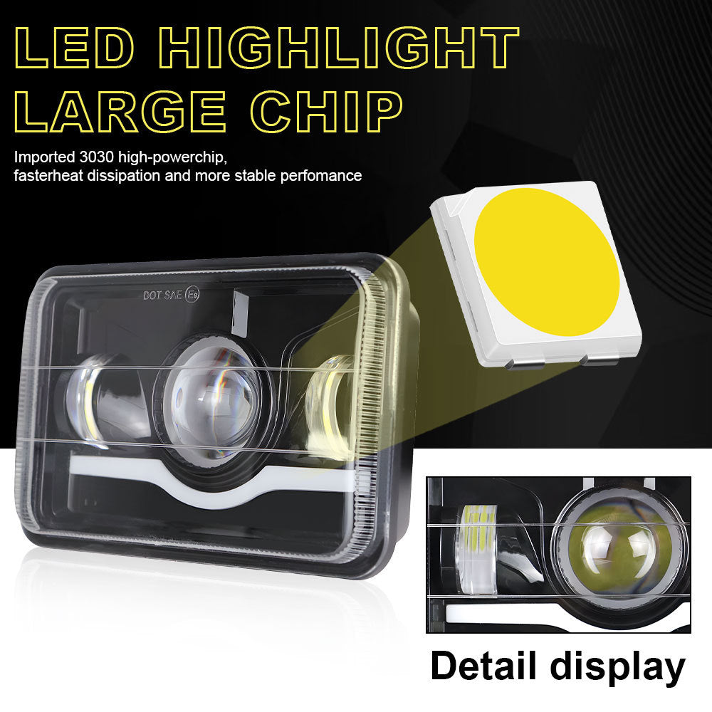 Suitable for Wrangler headlights, wave 5-inch square 4x6 headlights, integrated far and near car LED headlights, off-road vehicle modified headlights