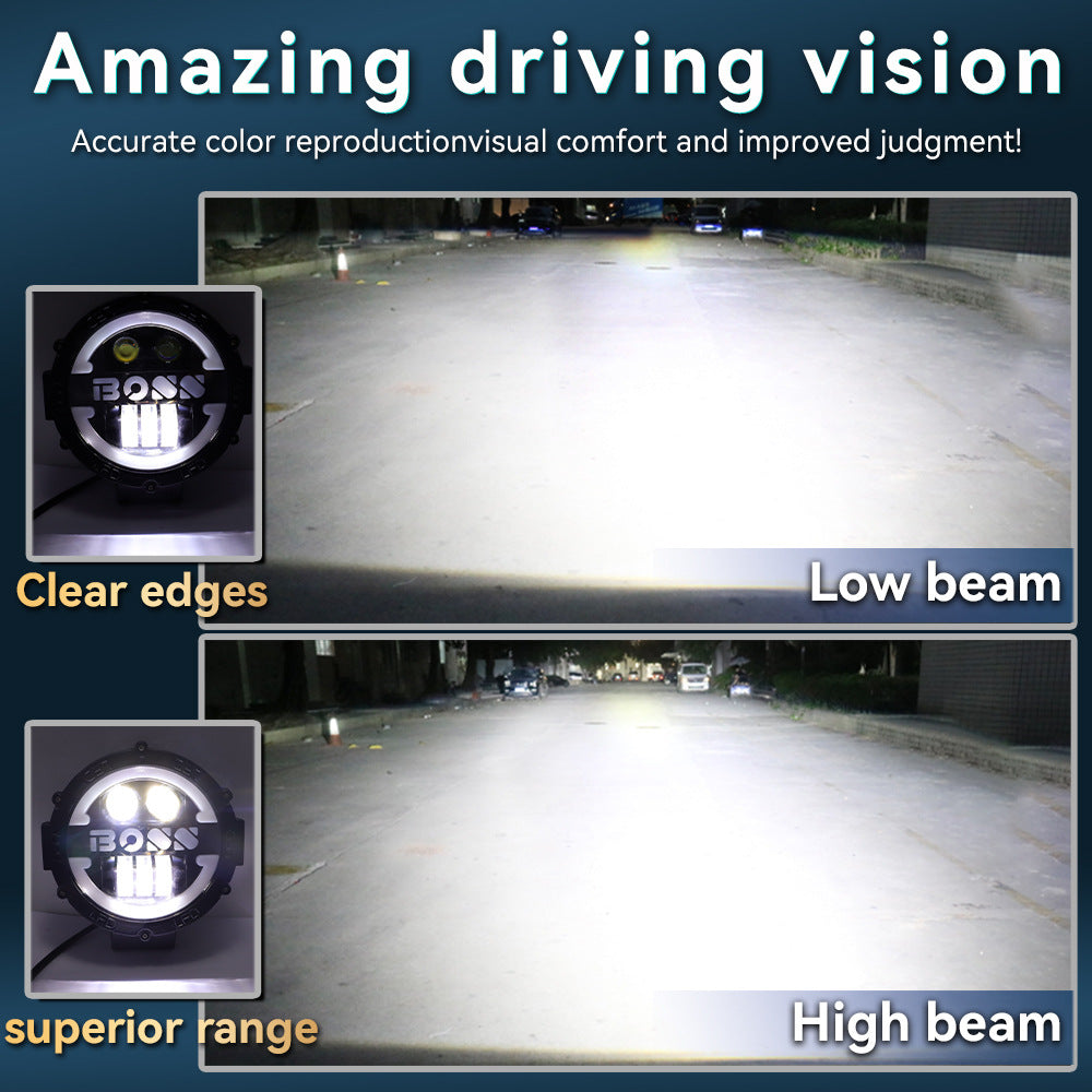 7-inch Wrangler LED headlights, modified headlights, Wrangler BOSS high and low beam headlights