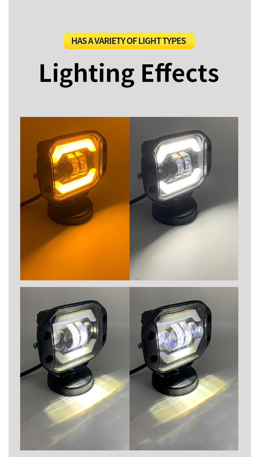 4-inch 40W Wrangler off-road vehicle LED work light, angel eye spotlight, modified embedded front bumper grille fog light
