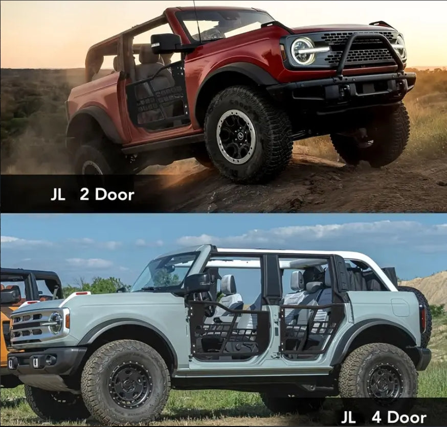 Off-Road Safari Tubular Doors Compatible with 2018-2025 for JL 2 Door and 4 Door - Set of 2 and 4 Fat Tube Half Doors for Adventure