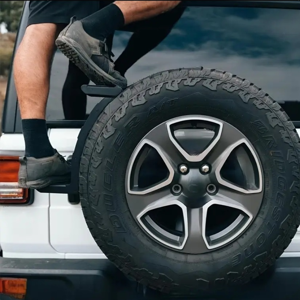1pc Heavy-Duty Steel Truck Tire Step - Non-Slip Rear Wheel Ladder for Wrangler,SUV, Pickup, Car Roof Access, Fits 24" to 35" Wheels, No Drilling Required