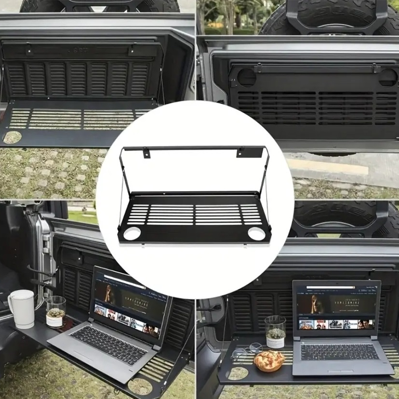 2018-2025 for Wrangler JL Tailgate Shelf Table - Spacious Metal Storage Rack with Adjustable Height, Ideal for Outdoor Adventures, Load-Bearing Capacity, Outdoor Storage|Adjustable Height Shelf|Durable Metal Construction, Tailgate Accessories