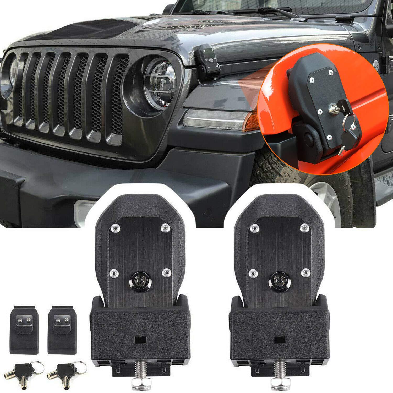Hood Locks for Jeep Wrangler - Keyed Lock Anti-Theft Security Latch for Engine Hood Protection