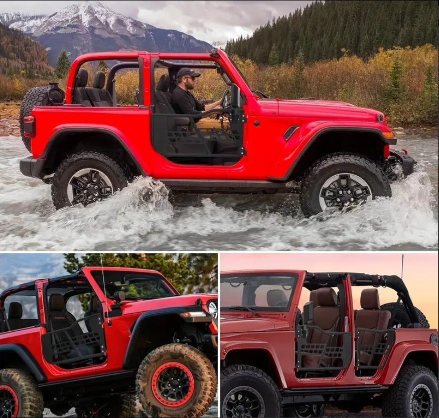 Off-Road Safari Tubular Doors Compatible with 2018-2025 for JL 2 Door and 4 Door - Set of 2 and 4 Fat Tube Half Doors for Adventure