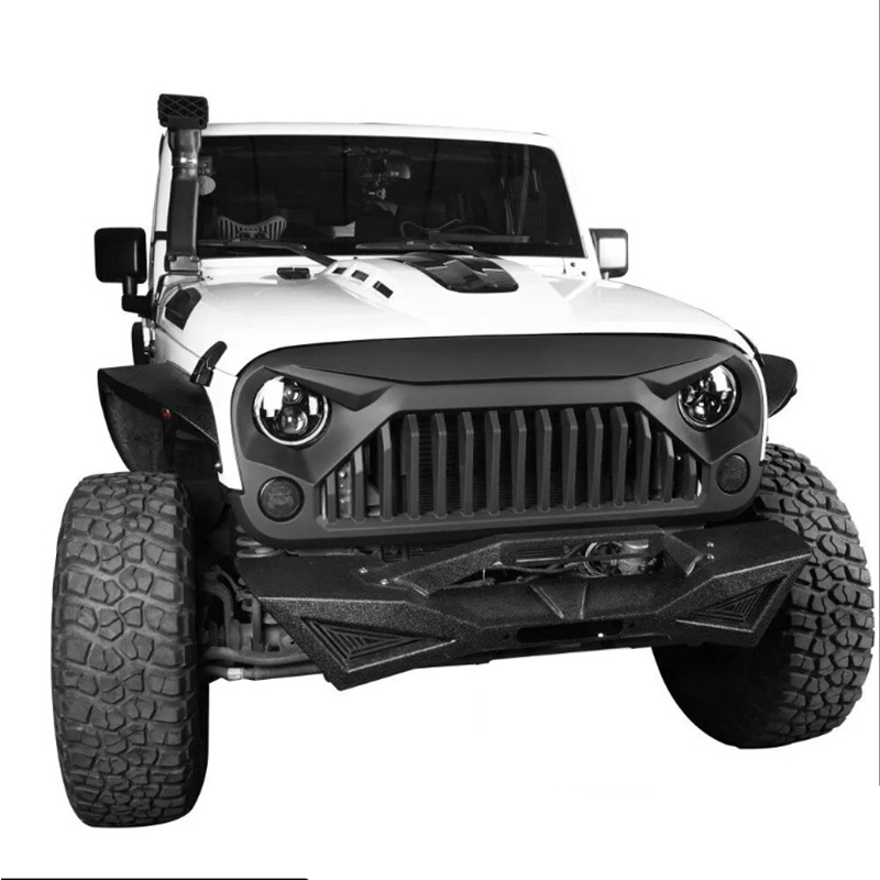 For 2007-2018 JEEP Wrangler JK for RWD Angry Eyes Style, Durable ABS Material, Matte Finish, Front Grille Replacement Part, Compatible with Select Models, RWD Styling|Sporty Look|Stylish Grille, for JK