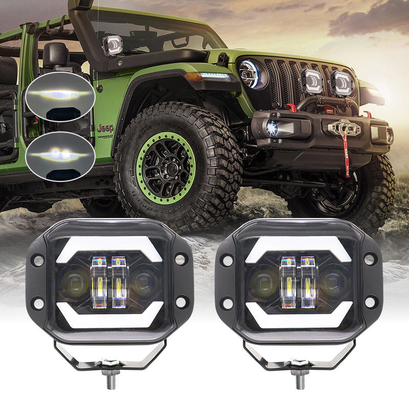 4-inch 40W Wrangler off-road vehicle LED work light, angel eye spotlight, modified embedded front bumper grille fog light