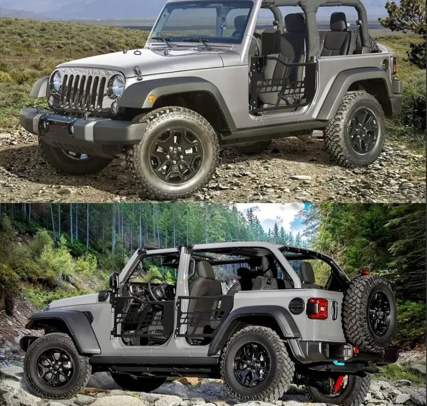 Off-Road Safari Tubular Doors Compatible for JK 2007-2018 (4-Door and 2-Door) - Set of 4 Half Tube Doors for Offroad Trail Adventure (Not Include Mirrors)
