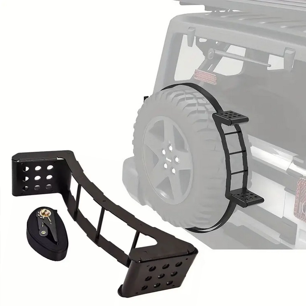 1pc Heavy-Duty Steel Truck Tire Step - Non-Slip Rear Wheel Ladder for Wrangler,SUV, Pickup, Car Roof Access, Fits 24" to 35" Wheels, No Drilling Required