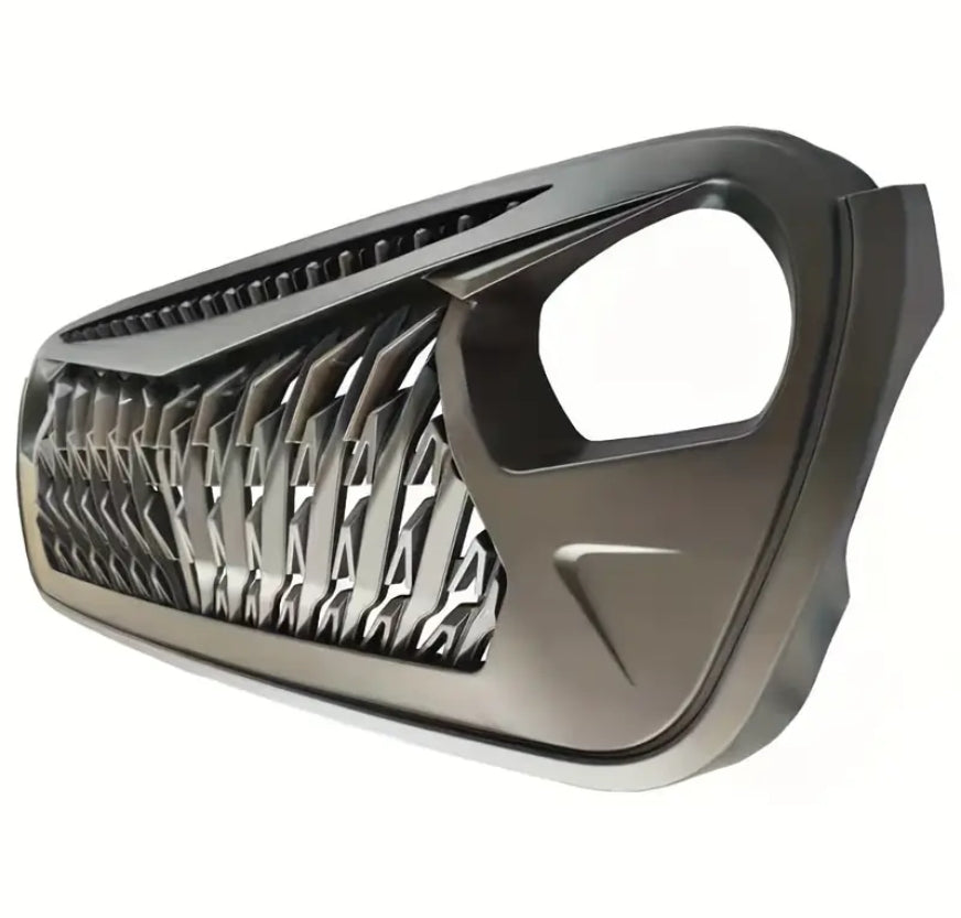 Front Replacement Mesh Grille Compatible With Jeep Wrangler JL 2018-2023, Matte Black Modified Shark Grille With 10pc Amber LED Running Lights