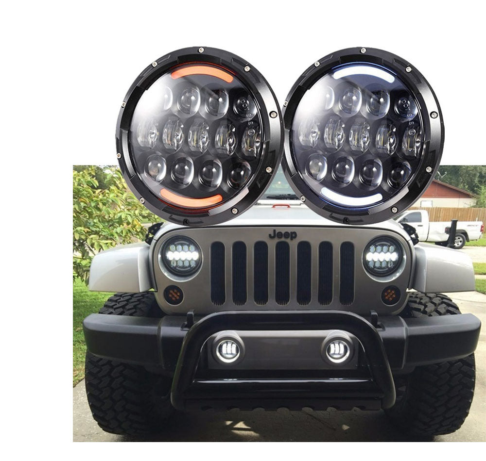 Suitable for Jeep Wrangler JK JL JT, 7-inch ultra bright spotlight off-road front headlight, modified with LED seven inch headlights