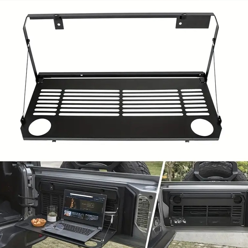 2018-2025 for Wrangler JL Tailgate Shelf Table - Spacious Metal Storage Rack with Adjustable Height, Ideal for Outdoor Adventures, Load-Bearing Capacity, Outdoor Storage|Adjustable Height Shelf|Durable Metal Construction, Tailgate Accessories