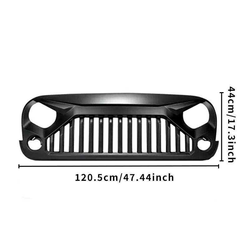 For 2007-2018 JEEP Wrangler JK for RWD Angry Eyes Style, Durable ABS Material, Matte Finish, Front Grille Replacement Part, Compatible with Select Models, RWD Styling|Sporty Look|Stylish Grille, for JK