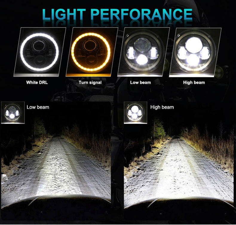 Suitable for Wrangler headlights, 7-inch full circle angel eye aperture spotlights, modified car LED headlights