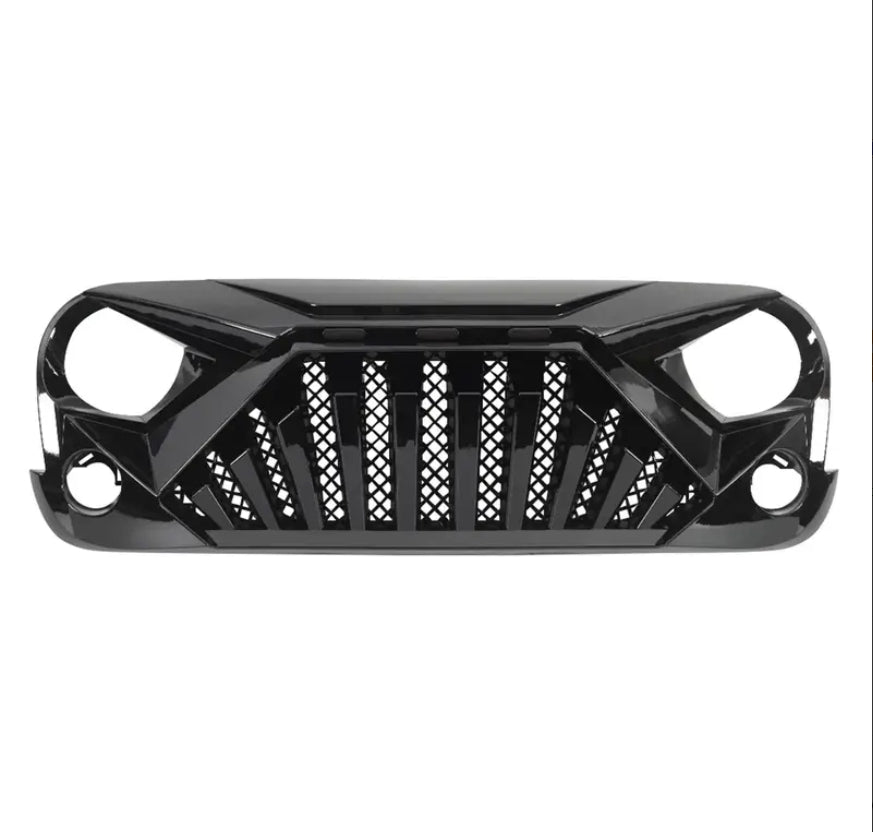 American Modified Heavy Duty ABS Plastic Goliath Grille Compatible with All 2007 to 2018 Jeep Wrangler JK with LED Amber Lights, Glossy Black