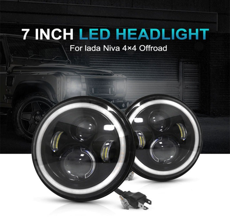 Suitable for Wrangler headlights, 7-inch full circle angel eye aperture spotlights, modified car LED headlights