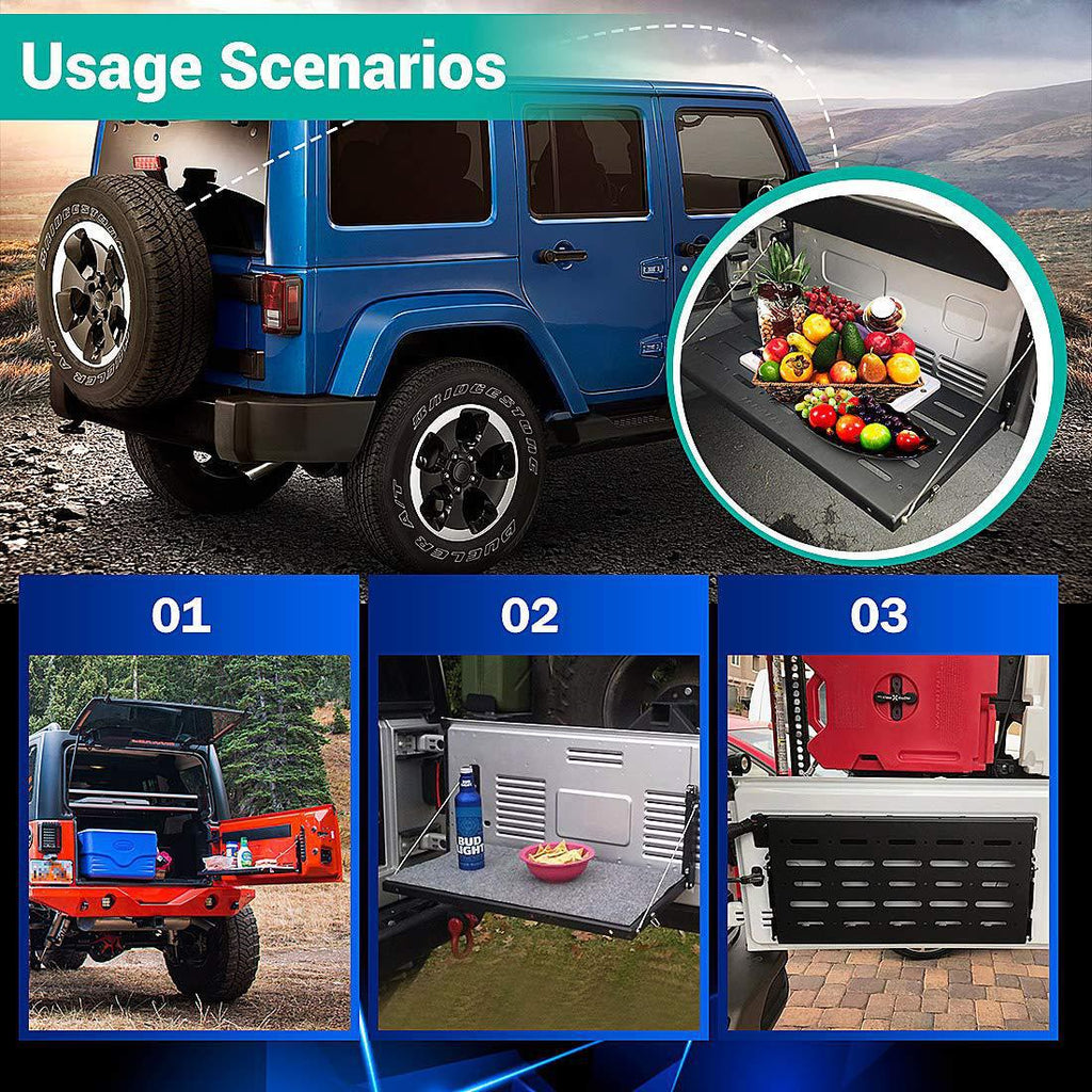 Tailgate Table And Storage Rack for Modified for JEEP for Wrangler, Suitable for Models from 2007 to 2017.