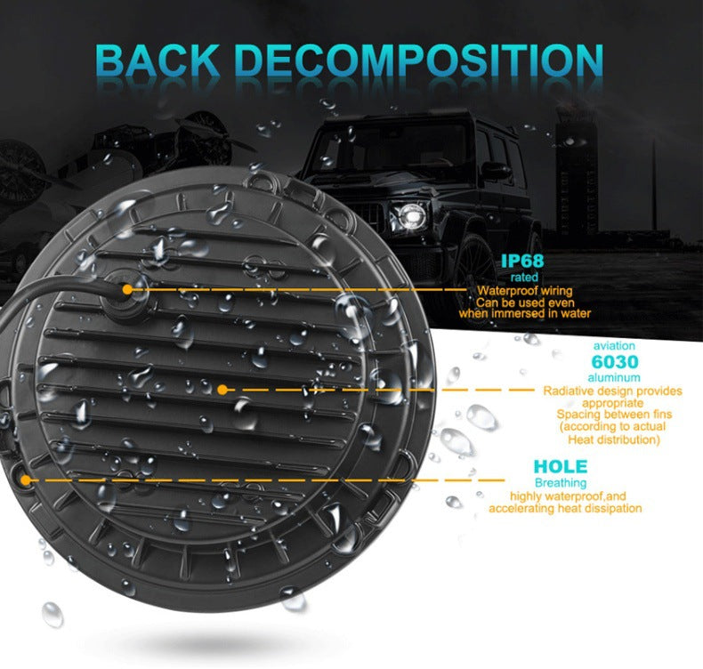 Suitable for Wrangler headlights, 7-inch full circle angel eye aperture spotlights, modified car LED headlights