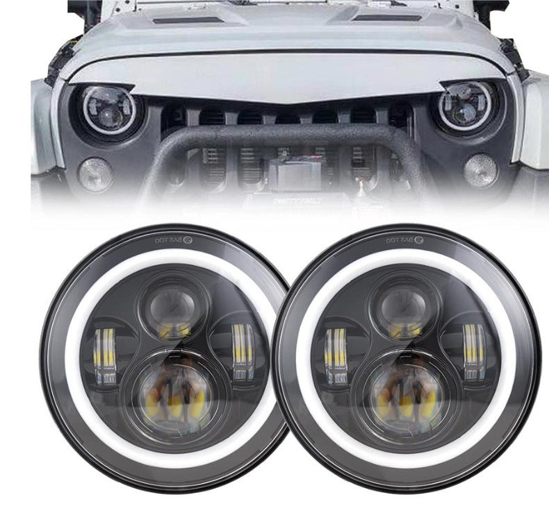 Suitable for Wrangler headlights, 7-inch full circle angel eye aperture spotlights, modified car LED headlights